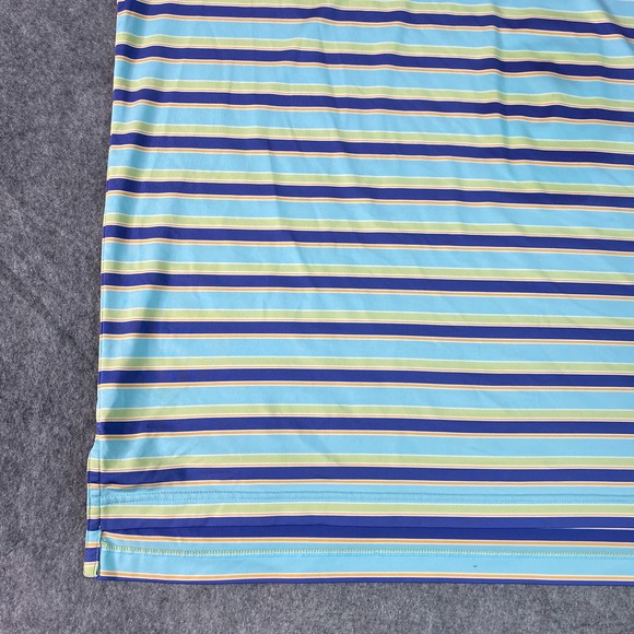 Peter Millar Polo Shirt Mens XL Blue Green Yellow Stripe Summer Comfort Golf - Picture 3 of 12
